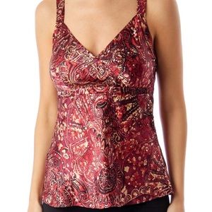 INC Petite Burgundy Paisley Sleeveless Top